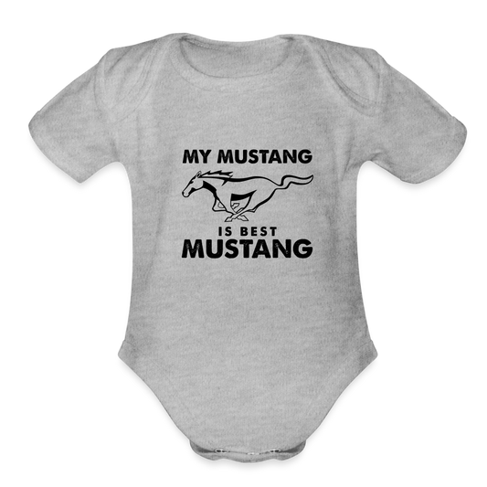 Organic Short Sleeve Mustang Baby Bodysuit - heather grey